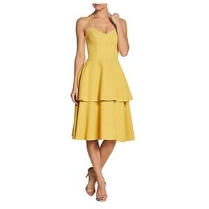 Dress the Population Yellow Dress Yasmin Tiered Wedding Guest Tiered Gown Formal